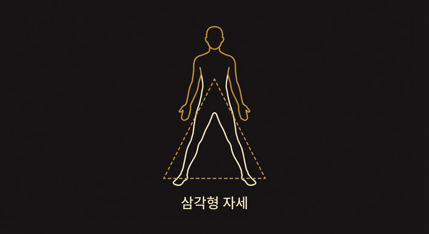 삼각형 사람 모형 — 삼각형 구도 자세