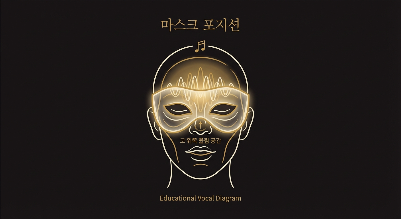 마스크 발성 — 안면 근육을 위로 들어올려 공명 활성화